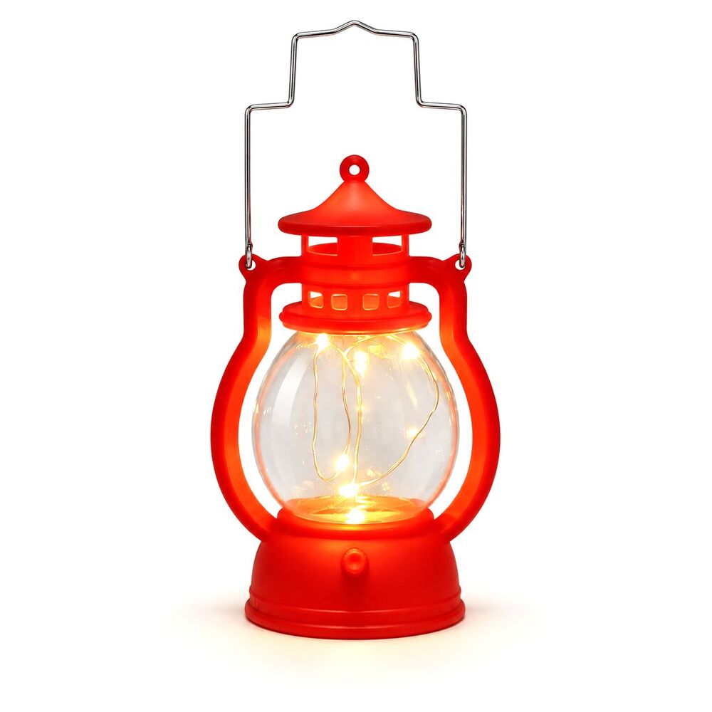 Red Halloween Mini Trick or Treat Vintage Style LED Battery Lantern Decor NEW